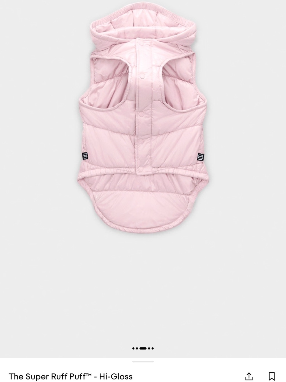 Aritzia Hi-Gloss Light Pink Puffer Dog Vest with Hood